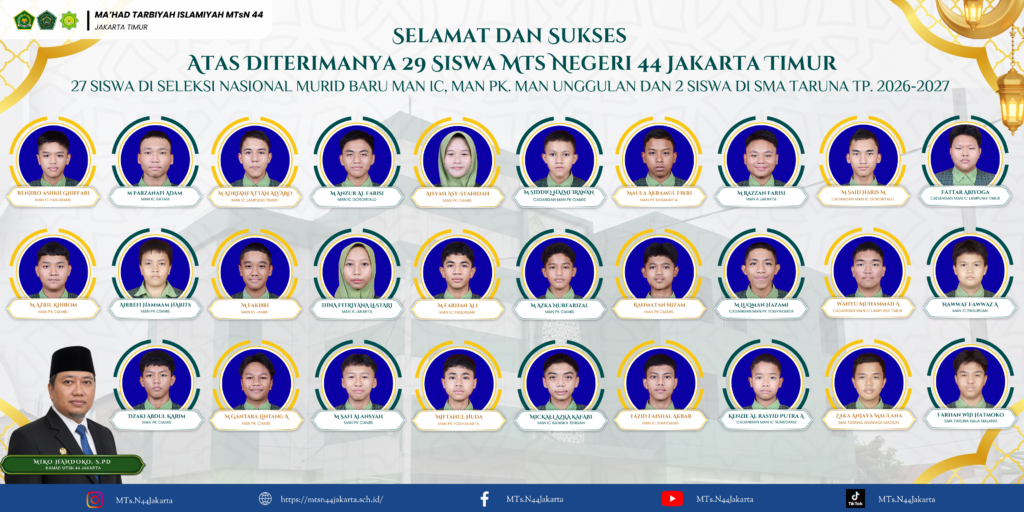 MasyaAllah! 29 Siswa MTsN 44 Jakarta Sukses Tembus MAN IC PK, MAN Unggulan, dan Sekolah Taruna